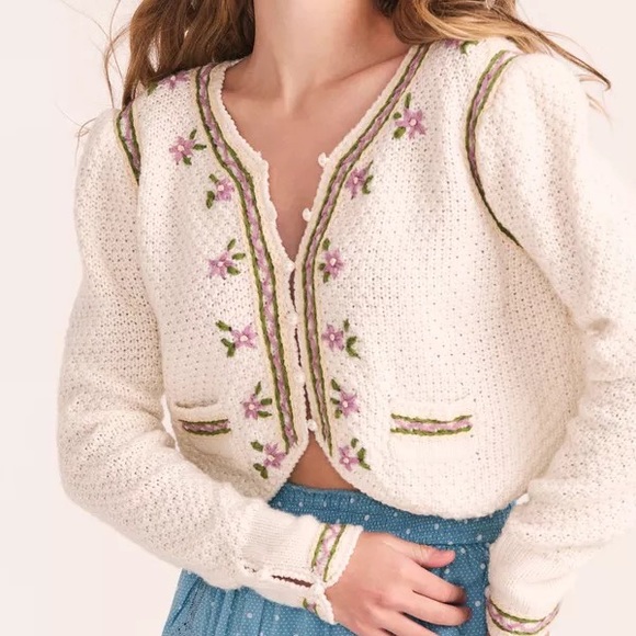 LOVESHACKFANCY DAUGHTER CROPPED CARDIGAN